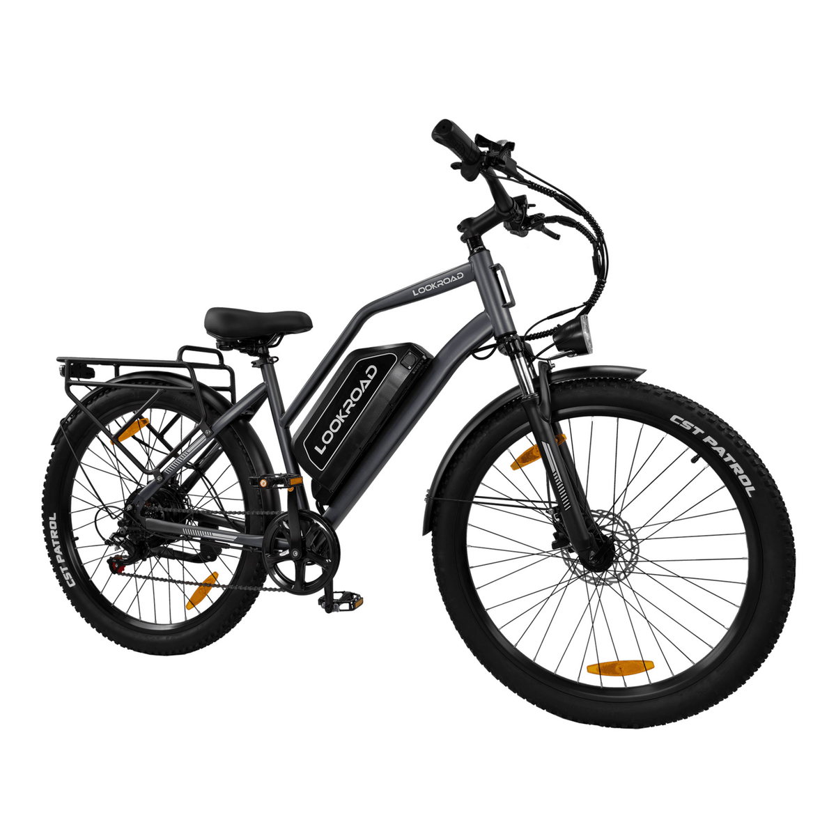 Fat bike elettrica LOOKROAD L28 Max vista di tre quarti in colore grigio