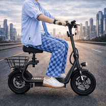 Persona alla guida del monopattino elettrico Nanrobot M5 Pro in città