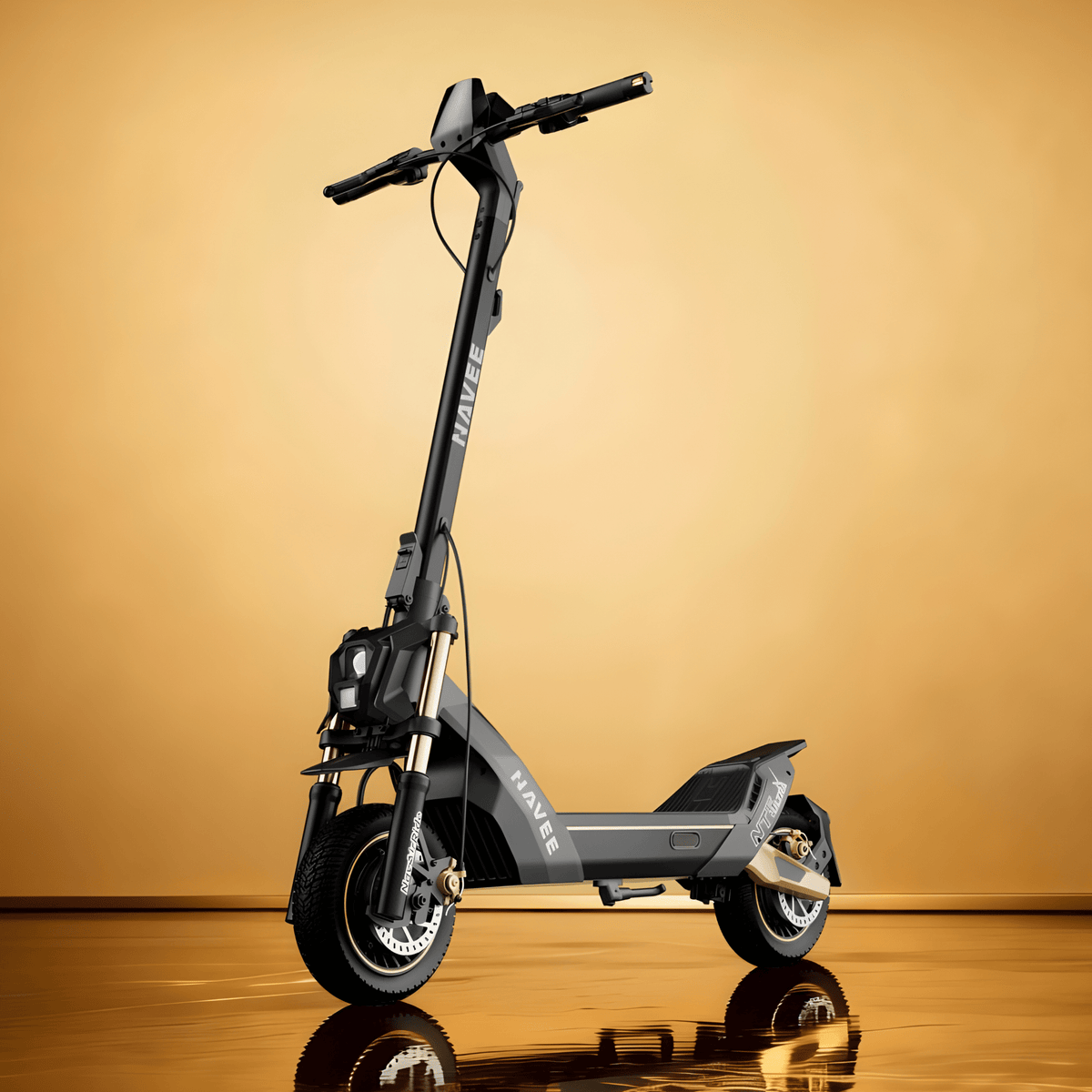NAVEE NT5 Ultra X monopattino elettrico visto di tre quarti dal davanti