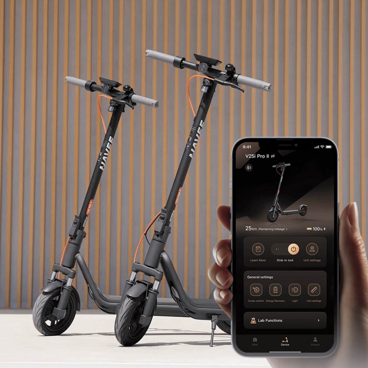 App per smartphone del monopattino elettrico NAVEE V25i Pro II