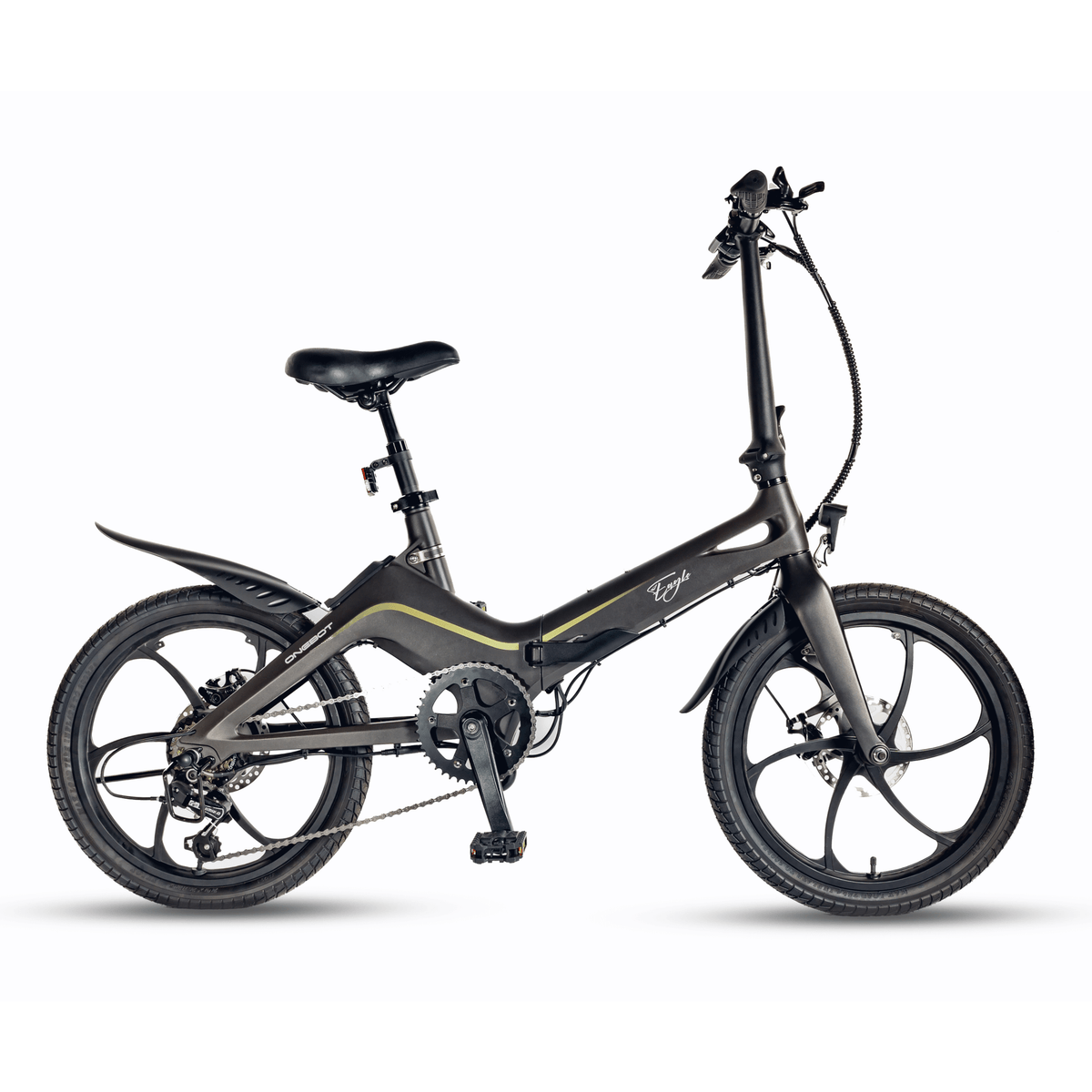 Bici elettrica pieghevole ONEBOT Eagle vista di lato in colore nero