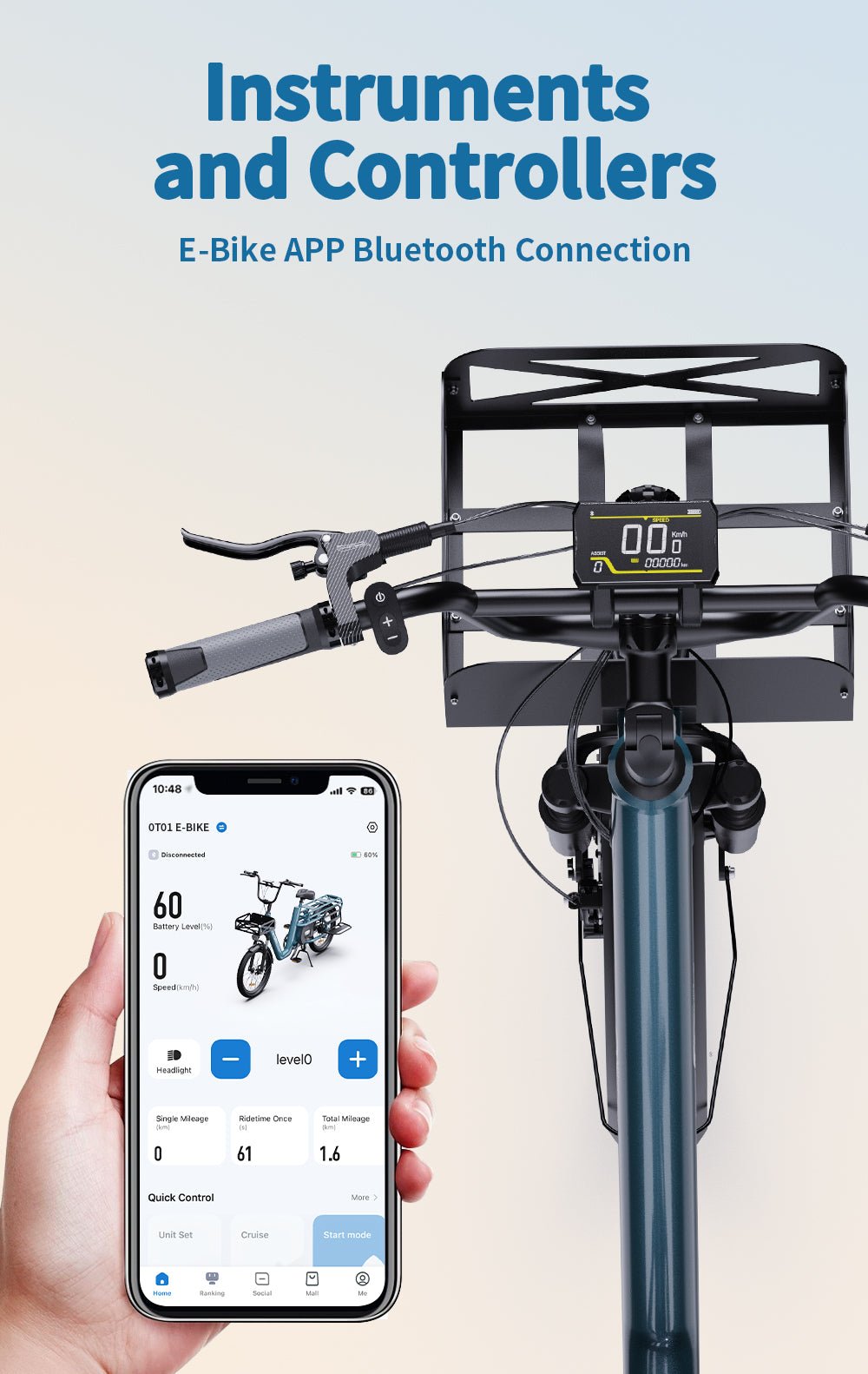 App per smartphone della bici elettrica OneSport OT01
