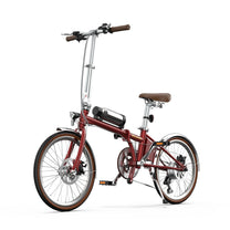 Bici elettrica pieghevole OneSport OT02 Pro vista di tre quarti in colore rosso
