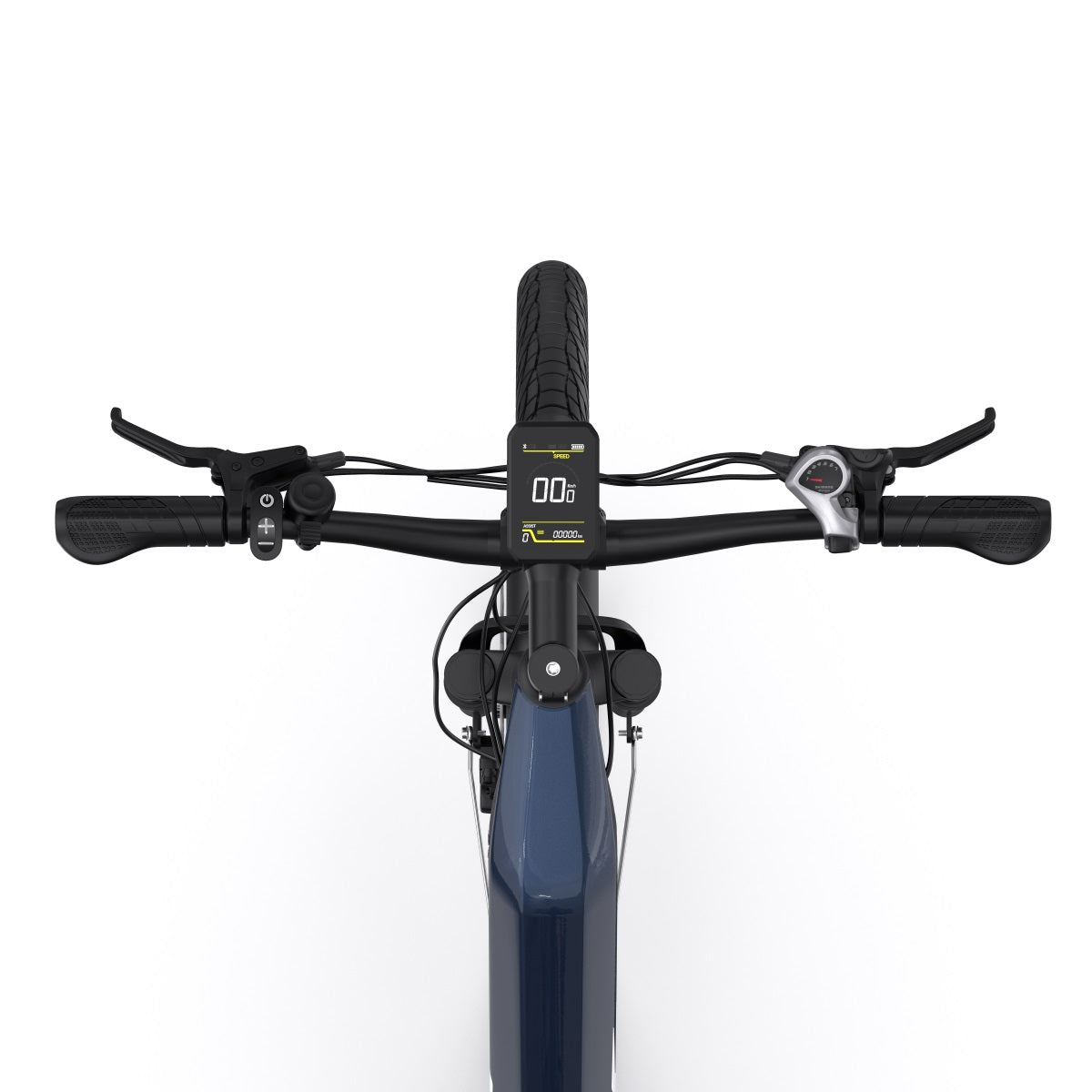 Manubrio dell'OneSport OT05 in colore blu dall'alto