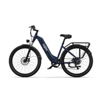 Bici elettrica OneSport OT05 vista di lato in colore blu