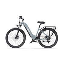 Bici elettrica OneSport OT05 vista di lato in colore azzurro