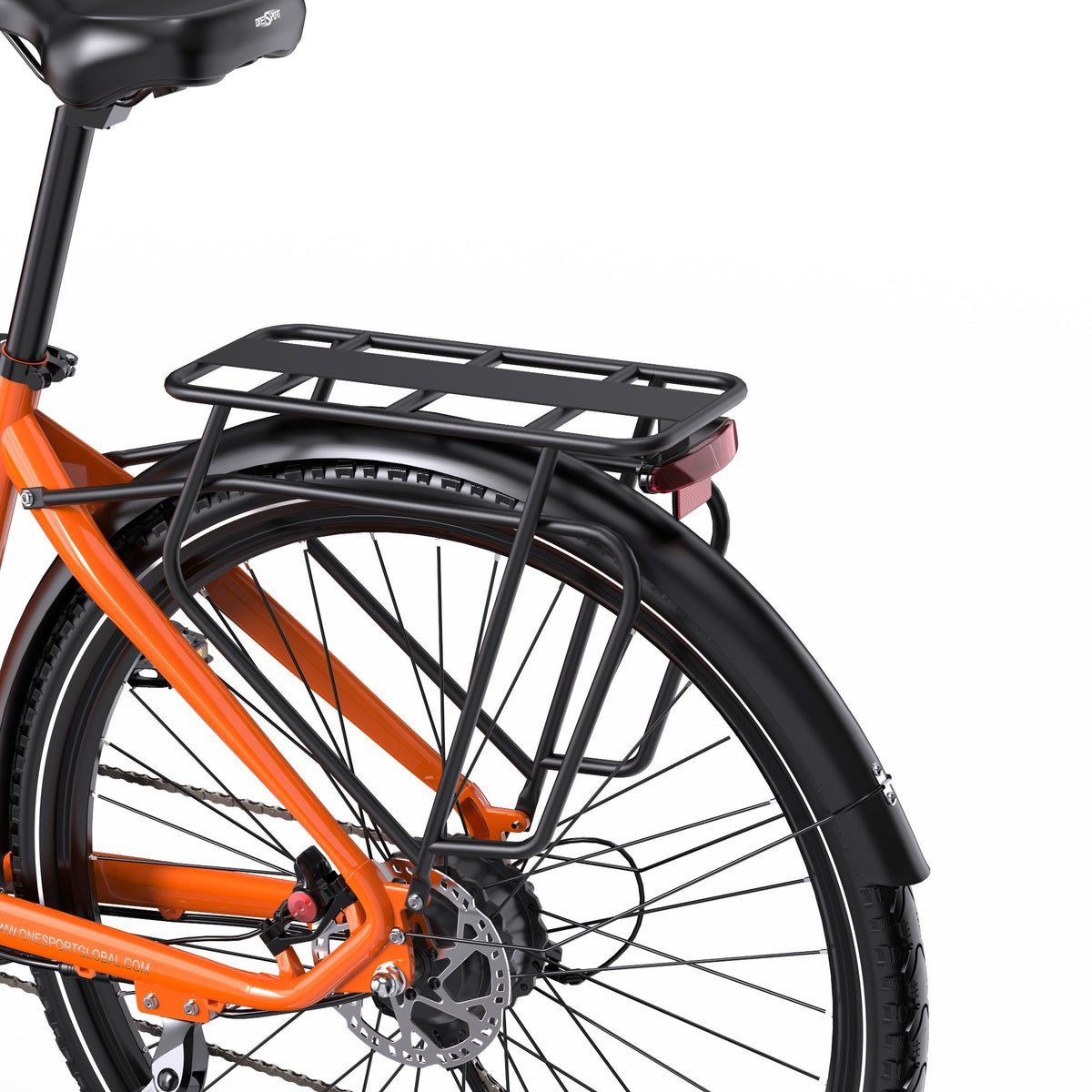 Portapacchi dell'OneSport OT05 Pro in vista laterale in colore arancione