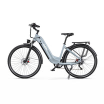 Bici elettrica OneSport OT05 Pro vista di lato in colore azzurro