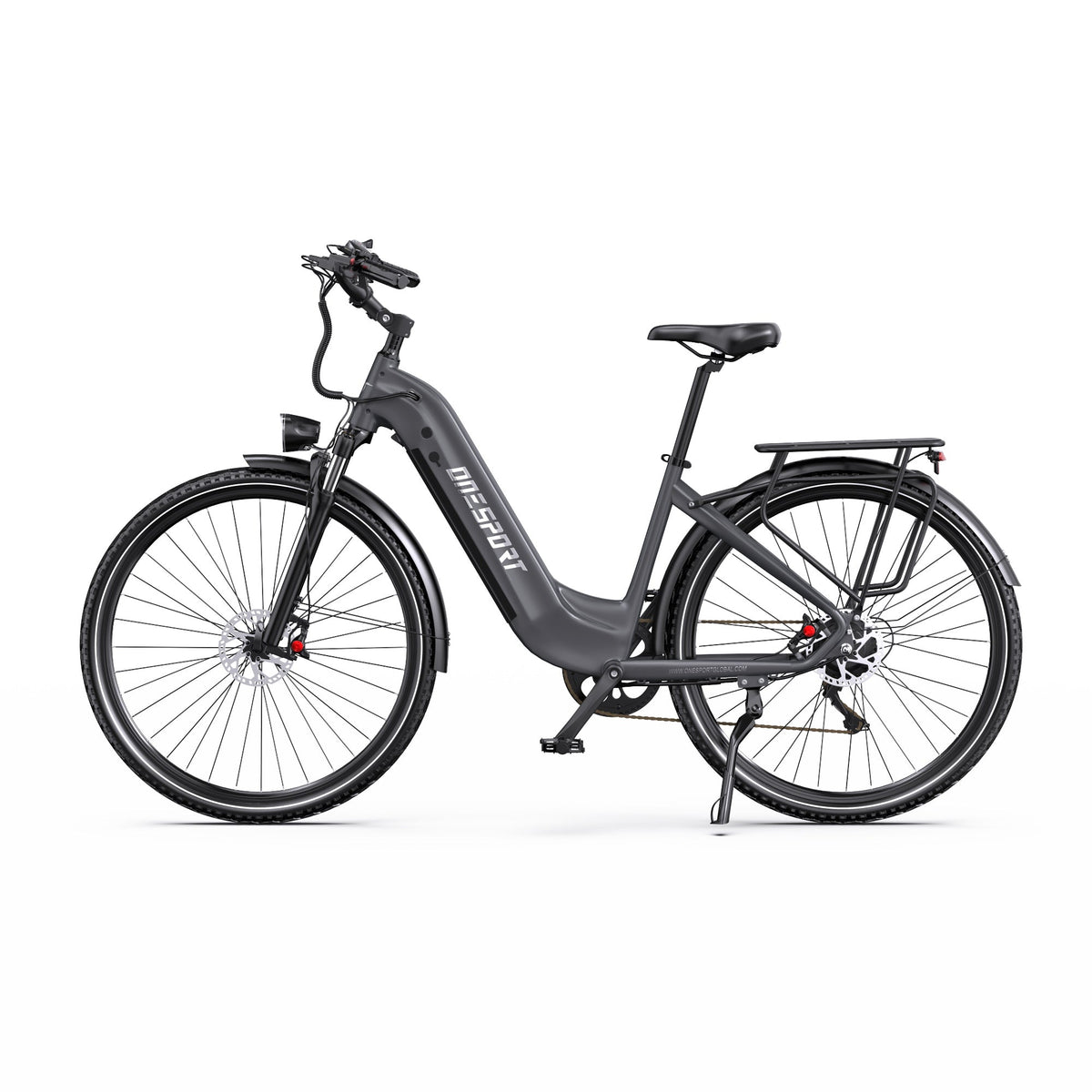 Bici elettrica OneSport OT05 Pro vista di lato in colore nero