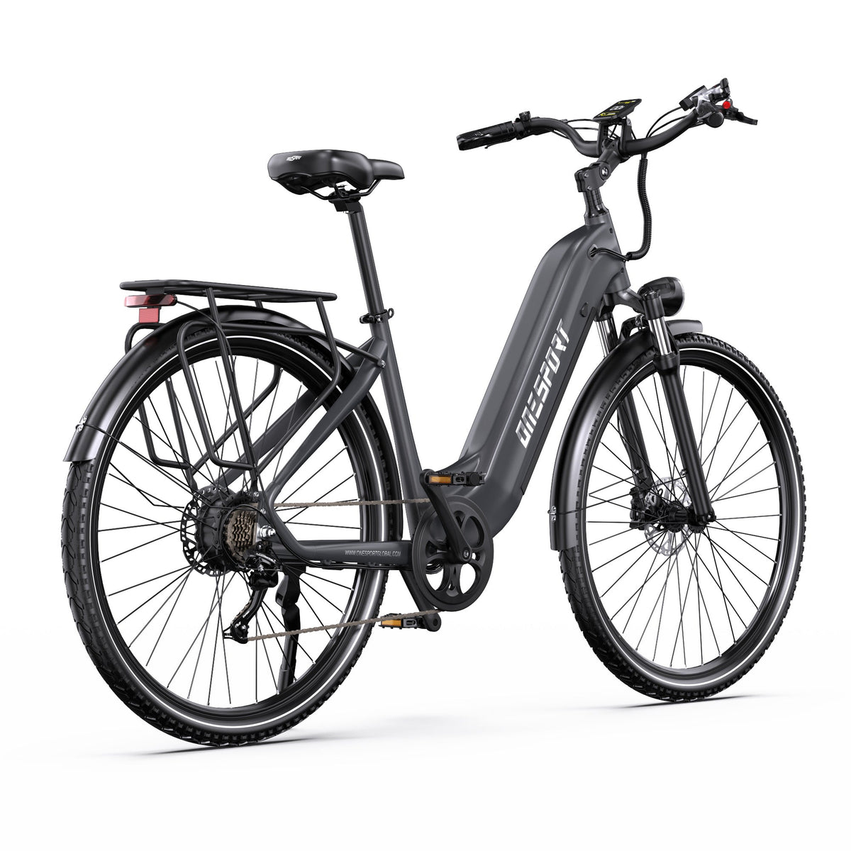 Bici elettrica OneSport OT05 Pro vista di fronte in colore nero