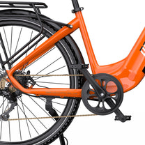 Guarnitura e pedali dell'OneSport OT05 Pro in colore arancione