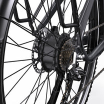 Cambio e catena dell'OneSport OT05 Pro in colore nero in primo piano