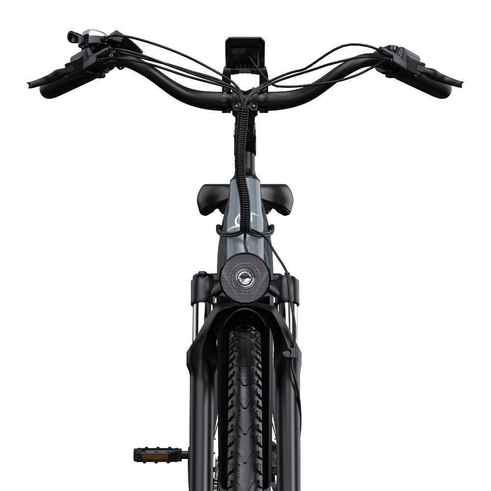 Manubrio dell'OneSport OT05 Pro con display e comandi in colore azzurro