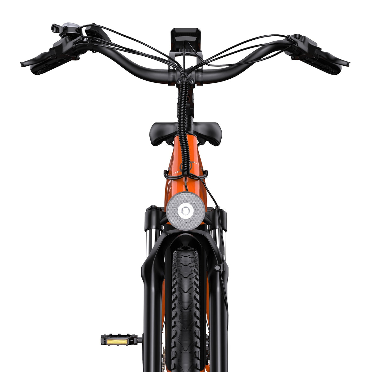 Manubrio dell'OneSport OT05 Pro con display e comandi in colore arancione