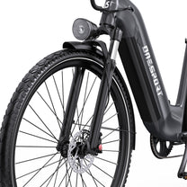 Ruota anteriore e forcella dell'OneSport OT05 Pro in colore nero