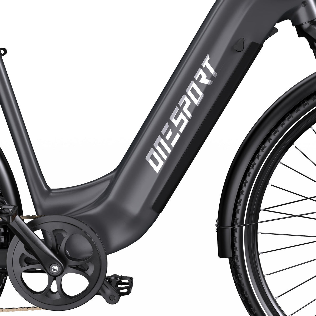 Guarnitura e pedali dell'OneSport OT05 Pro in colore nero