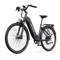 Bici elettrica OneSport OT05 Pro vista di tre quarti in colore nero