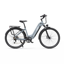 Bici elettrica OneSport OT05 Pro vista dal lato opposto in colore azzurro
