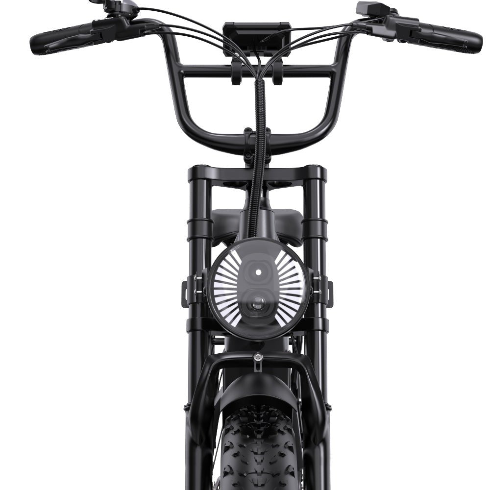 Fat bike elettrica OneSport OT08 Pro vista di fronte in colore grigio