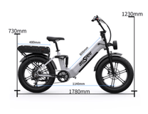 Disegno con le misure della fat bike elettrica OneSport OT08 Pro in colore bianco