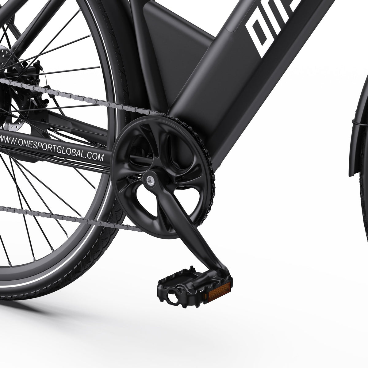 Guarnitura e pedali dell'OneSport OT12 in colore nero