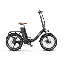 Bici elettrica pieghevole OneSport OT16-2 vista dal lato opposto in colore nero