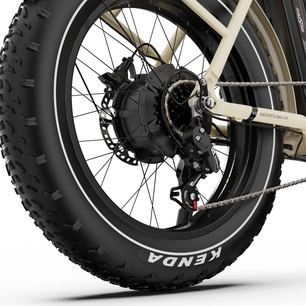 Motore nel mozzo dell'OneSport OT16 Max in colore beige