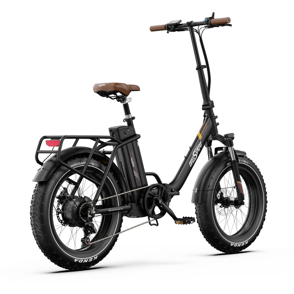 Fat bike elettrica pieghevole OneSport OT16 Max vista di tre quarti da dietro in colore nero