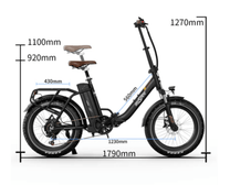 Disegno con le misure della fat bike elettrica pieghevole OneSport OT16 Max in colore nero