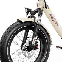 Ruota anteriore e forcella dell'OneSport OT16 Max in colore beige