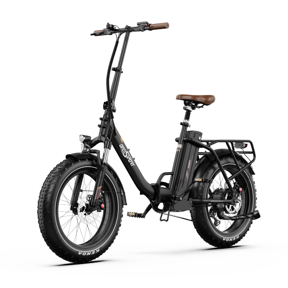 Fat bike elettrica pieghevole OneSport OT16 Max vista di fronte in colore nero