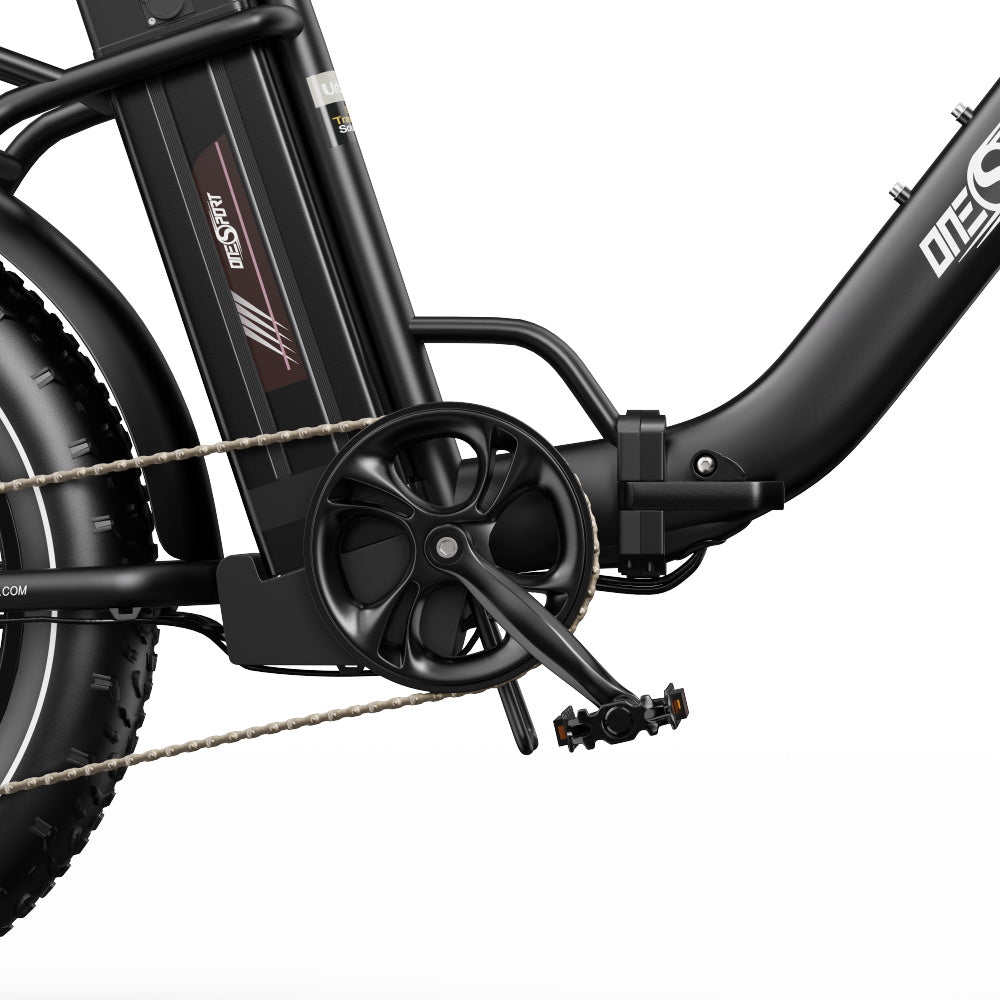 Guarnitura e pedali dell'OneSport OT16 Max in colore nero