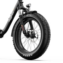 Ruota anteriore e forcella dell'OneSport OT16 Max in colore nero