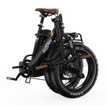 Fat bike elettrica pieghevole OneSport OT16 Max piegata in colore nero