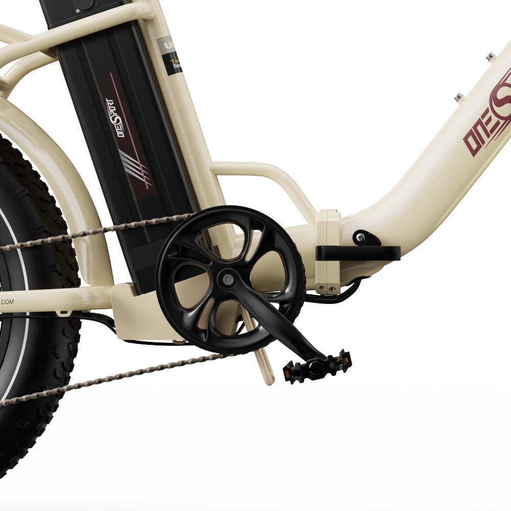 Guarnitura e pedali dell'OneSport OT16 Max in colore beige