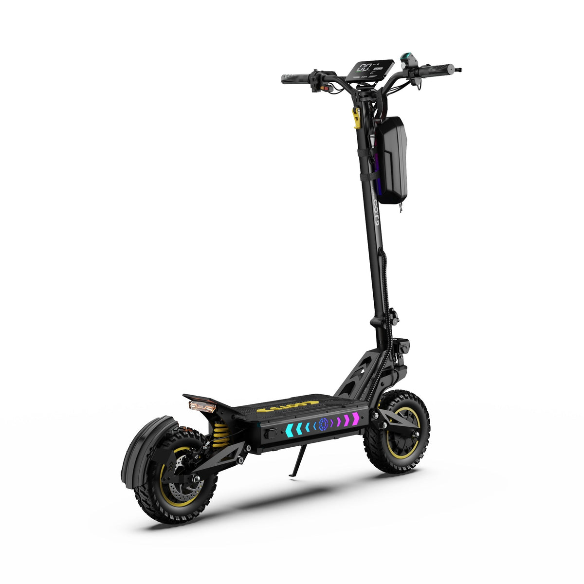 Monopattino elettrico OOTD T10 Pro visto di tre quarti da dietro
