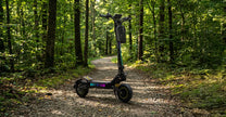 Monopattino elettrico OOTD T10 Pro visto di tre quarti nel bosco