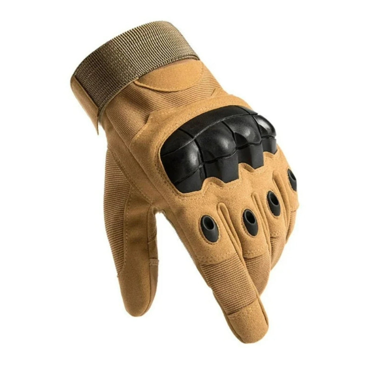 Guanti smart Military Edition in beige, vista di sbieco