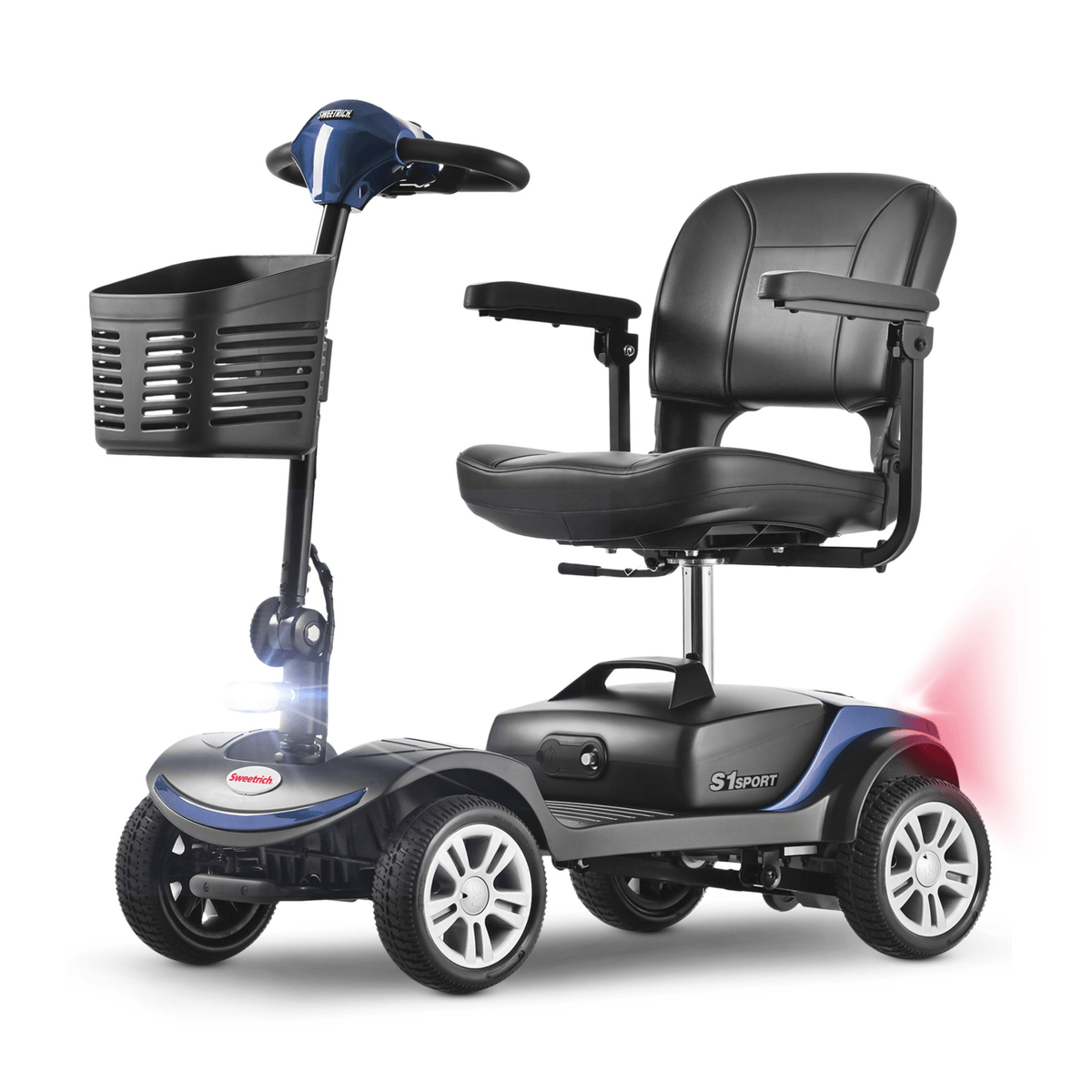 Scooter per disabili Sweetrich S1 Sport visto di tre quarti in colore blu