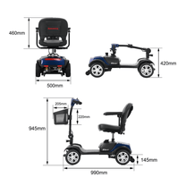 Disegno con le misure dello scooter per disabili Sweetrich S1 Sport
