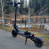 Monopattino elettrico TEVERUN FIGHTER ELEVEN+ V4 visto di tre quarti in un parco