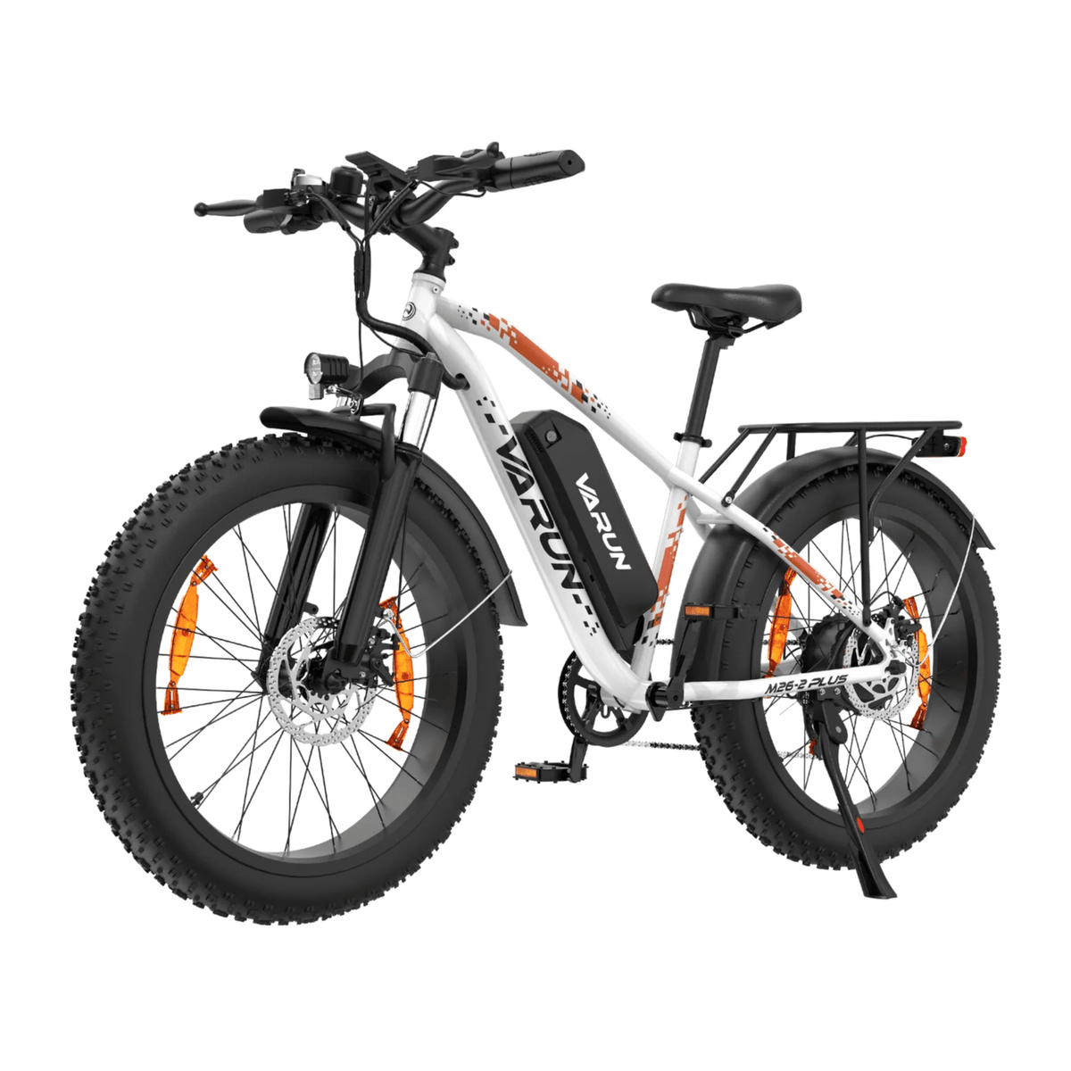 Fat bike elettrica VARUN M26-2 Plus vista di tre quarti in colore bianco
