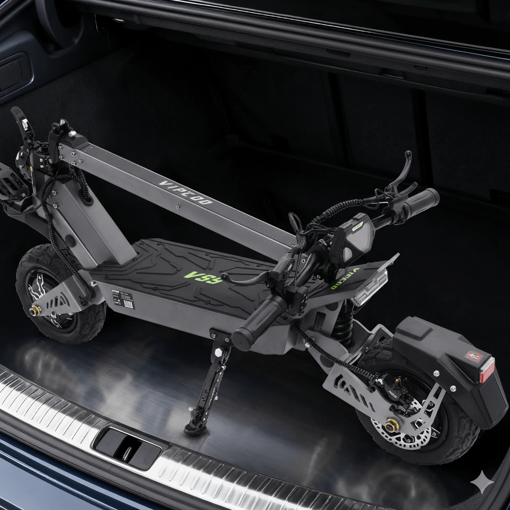 Monopattino elettrico VIPCOO VS9 piegato nel bagagliaio
