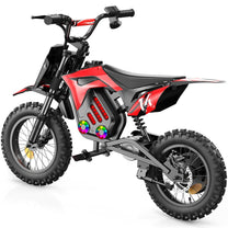 Moto da cross elettrica Wheely A14 vista di lato in colore rosso