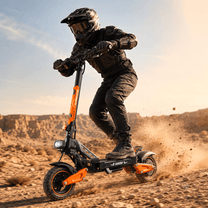 Persona alla guida del monopattino elettrico Wheely ES-X2 Max su un sentiero