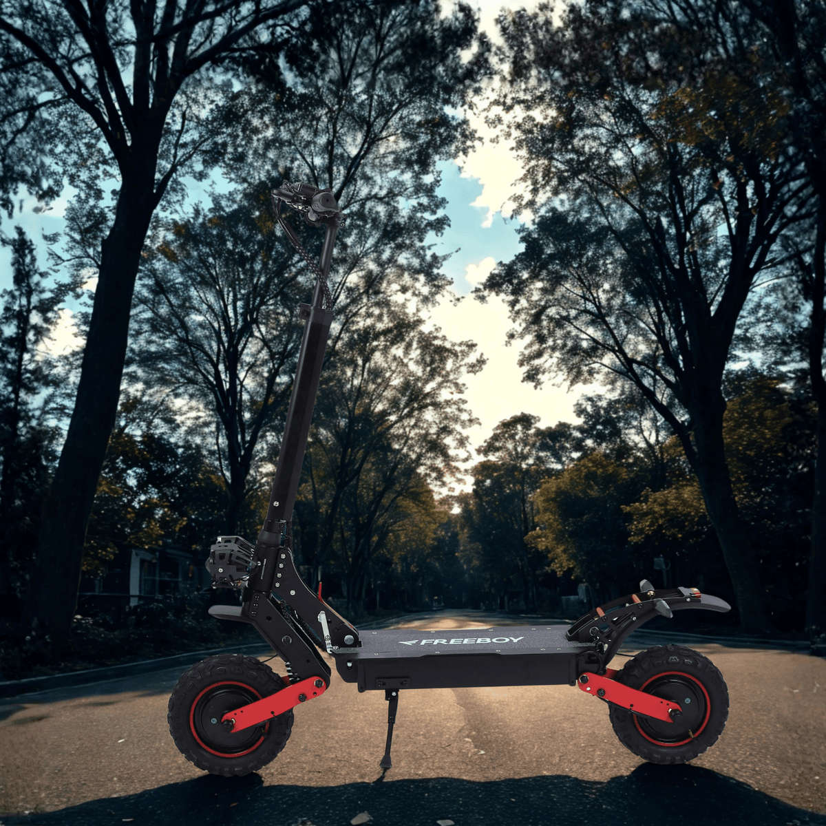 Monopattino elettrico Wheely H6 visto di tre quarti su strada