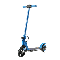 Monopattino elettrico per bambini Wheely Junior S5 visto di tre quarti in colore blu