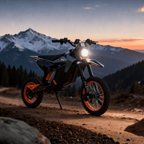 Moto da cross elettrica Wheely Y88 vista di tre quarti su sfondo scuro