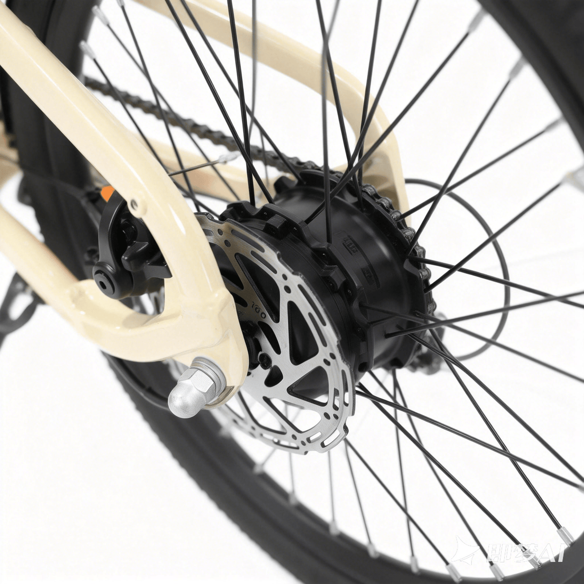 Motore nel mozzo della YANGOR H19 in colore beige