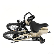 Bici elettrica pieghevole YANGOR H19 piegata, in vista laterale in colore beige